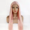 Pink Synthetic Lacefrontal Wig Simulation Human Hair Lace Front Wigs 12~26 inches Long Silky Straight 180719-2335