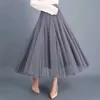 Herbst Winter Tüll Petticoat Knöchellang Hohe Taille Slim Fit Fairy Mesh Rock Schwarz Elegant für Frauen Party Einheitsgröße 210604
