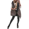 Women Sleeveless Zipper Vest Winter Warm Down Cotton Padded Leopard Print Jacket Female Autumn Mid Length Vests Streetwear 211120