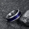 JQUEEN 8mm Damasco in acciaio intarsio intarsiata Dragon Blue Opal Bottom Tungsten Anello Anelli nuziali242A