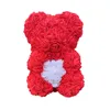 Tecknad 25cm Röd Rose Bear Artificial Pe Flowers Teddy Bear Valentine Kids Födelsedag Presenter till jul Heminredning Drop 210624