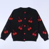 1-6Yrs Baby Boys Girls Cherry Embroidery Cardigan Coat Children Clothing Long Sleeve Knitted Kids 210521