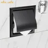 Porta carta igienica da incasso nero porta carta da parete in acciaio inox 304 304 SUS Portarotolo da bagno a doppia parete 210720