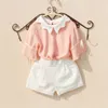 Летние девушки топы и блузки чистые цвета детские рубашки для желтого / розовая одежда подростковая школа девушка блузка 3-16year 210622
