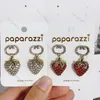 Erdbeer-Ohrring, doppelter Buchstabe, Charm-Ohrstecker, luxuriöse Diamant-Ohrringe, Halloween-Geschenk für Frauen