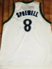 Basket Jersey College State Latrell 8 Sprewell Throwback Jerseys Mesh Stitched Broderi Anpassad Vit Blå Storlek S-5XL