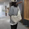 Çapraz vücut kadın omuz çantaları pamuklu çanta kız alışveriş moda rahat düz renk basit geometrik desen kapitone çanta hobo çanta
