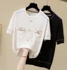 Camisola de malha de manga curta de verão O-pescoço Pullover Mulheres Sulers Coreano Tops All-Match Basic Pull Femme Jumper Feminino 210604