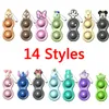 100PCS 14 Styles Push Bubble Toy Simple Dimple Porte-clés Fidget Pop Toys Porte-clés Enfants Adulte Roman Squeeze Bulles Puzzle Doigt Amusant Jeu Soulagement Du Stress