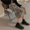 Zebra Stripe Women Slit Midi Skirt Harajuku High Waist Straight Animal Print Female Bottom Skirt Party Night Club Ladies Skirt 210619