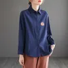 Arrival Spring/autumn Women Casual Loose Long Sleeve Turn-down Collar Blouse Single Breasted Embroidery Cotton Shirt W22 210512