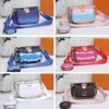 Bolso de moda para mujer, bolsos de hombro con estampado Tiedye, 3 uds., sobre de cuero de pu de alta calidad, billetera con cadena, bolso cruzado colorido para mujer