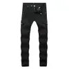 Motocykl Dżinsowy Spodnie męskie Czarne Dżinsy Moda Stretch Zipper Skinny Plised Moto Biker Mężczyźni Slim Selling 210716