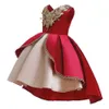 Happy Year Baby / Toddler Girl Colorblock Koronki Kwiat Bez Rękawów Nieregularna Hem Princess Party Dress 210528
