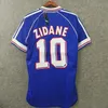 Футболка FRS 1998 года в ретро-стиле 96 98 02 04 06 ZIDANE HENRY MAILLOT DE FOOT Футболка 2000 Домашняя футбольная форма Trezeguet