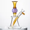 Toptan 7 inç nargile başlık cam bongs top şekli su borular düz perc n delikler percolator yağ kuleleri 14mm küçük mini dab teçhizat kase ile