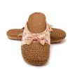 Women Flax Slippers Casual Slides Floral Bow Linen Indoor Shoes Woman Summer Sandals Flip Flops Zapatillas De Mujer