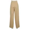 Streetwear Khaki Wide Leg Women Pants Casual Loose High Waist Flared Långbyxor Pantalon Cargo Femme 210925