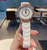 Brand Watches Women Girl Crystal Style Ceramic Band Quartz Pols Watch CHA64345H