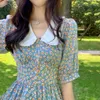 Vinatge Short Sleeve Women Dress Summer Korean Chic Print Chiffon Party Evening Casual Female es Vestidos 14036 210512