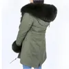 Женский меховой FUX 2021 модные зимние пальто дамы настоящий натуральный воротник свободный длинный раздел Parka съемный