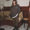 Bahar Kahverengi Harem Pantolon Kadın Pantolon Yüksek Bel Pileli Baggy Tasarımcısı Kore Moda Giysileri 210427