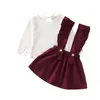 Clothing Sets CitgeeSpring 1-6Y Kids Baby Girl Long Sleeve Cotton T-shirt Tops Ruffles Suspender Skirt Princess Girls Clothes Autumn Set