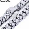 Trendsmax 31mm Super Tunga Curb Cuban Boys Mens Chain Silver Tone 316L StainlSteel Halsband Custom Wholesale Smycken HN35 x0509