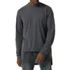 Irregular Hem Mens T Shirts Full Sleeve Solid Loose T-shirt O-neck Pullover Streetwear Camisetas Oversized Camisas 210524
