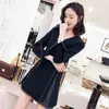 TWOTYLE Casual Black Blazer For Women V Neck Long Sleeve Side Split Korean Slim Blazers Females Spring Fashion Stylish 210930