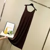 style base camisole dress Summer ladies long plus size solid color slim dress W9123 210526