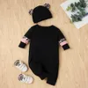 Höst 2-bitars baby leopard jumpsuit med hatt toddler tjej en bitar jumpsuits kläder 210528