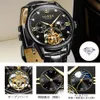 Designer luxury brand watches OLEVS Classic Mens Mechanical es Automatic Tourbillon Clock Genuine Leather Waterproof Military Wrist