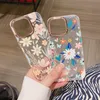 Elektropläterad blomma glitter bling tpu pc telefonfodral för iPhone 13 pro max 12 mini 11 xr 8 plus