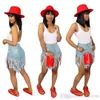 Women Jeans Tassel Slimming Shorts Denim Casual Straight Pants Designer Summer Fashion Jeans