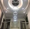 Stor lyxkristall LED-ljuskrona Belysningsarmatur 5 Ringar Circle Hängande Hängande Lamp Trappa Hall Dimmar Lustrar