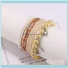 Boncuklu Jewelrybaded Strands 7pcs/set el sanatları butik moda çok tabakalı kristal taş boncuklar tel bilezikler Bangles pulseras boho muj