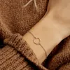 Bracelets de charme aço inoxidável círculo oco de aço redondo pulseira geométrica Cadeia de link geométrico Palavra de cor de prata de ouro rosa presente presente