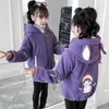 Cold Winter Girls Outerwear For kids Thicken Jackets Korean Stylish Children Jackets Plus Velvet Coats 3-14 Y Teen Girl Snowsuit H0909