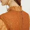 AMII Minimalism Autumn Fashion Lace Spliced Women Blouse Tops Turtleneck Full Sleeve Slim Fit Female Shirt Tops 12060088 210401