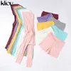 Kliou Silid Two Piece Sets Tracksuits Women Casual Hoodie Jacket+Elastic Shorts Co-ord Suits Basic Sportswear Female Outfits Hot Y0625