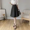 Plus Rozmiar Vintage Długa Spódnica Kobiety Wysoka Talia Midi Z Pasem Eleganckie Biurowe Panie Formalne Prace Korean Black S 210421