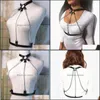 Bälten Aessories Fashion AessoriesBelts Harness Bondage för kvinnor Suspenders Bröstmetallkedja Bälte Tassel Garter Underkläder Punk Style Pu Le