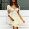Foridol Elegant A-line Dress Boho Beach Summer Dress Women Famale Short Mini Sundress Vintage Fashion Vestidos De Mujer 210415