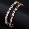 6mm Fashion Temperament Tennis Love Bracelets Jewelry Pink White AAA Cubic Zirconia Copper Round Square Gold Silver For Men Women Lovers Charm Bracelet Top Quality