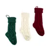 Czerwony Dzianiny Christmas Pończochy Xmas Stocking Burgundia i śmietana dla rodziny wakacje Xmas Party Decor Candy Prezent Torby Wiszące ozdoby FHHH21-811