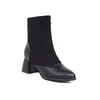 Women Zip Large Forward Size Boots Block 48 Heels Ladies Mixed Colors Plaid High Heeled Ankle Office Shoes Winter 227