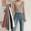 Summer Women Chic Tops Knitting Solid Multi Colors Tank Sexy Basic Lady Bottoming V-Neck Vest Gilrs 210428