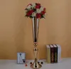 Royal Gold Silver Tall Big Flower Vase Wedding Table Centerpieces Decor Party Road Lead Holder Metal Rack för DIY Event