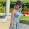 Plus Size Arabic Aso Ebi Luxurious Lace Beaded Prom Dresses One Shoulder Sheath Satin Evening Formal Party Second Reception Gowns Dress ZJ557